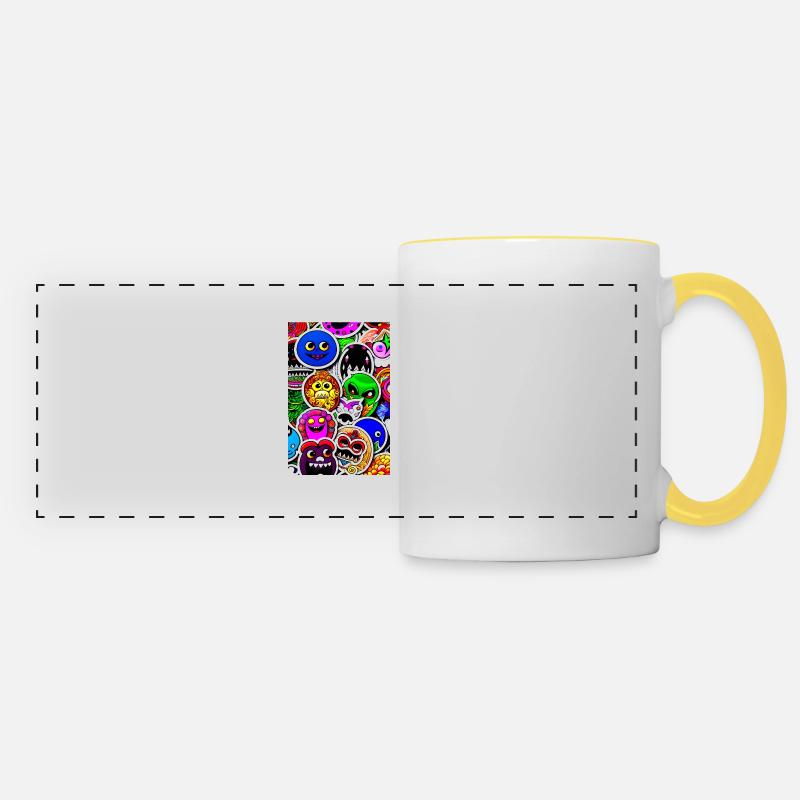 Funny Monsters Stickers - Panoramic Mug - white/yellow