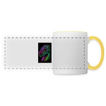 dragon coloré - Mug panoramique contrasté et blanc - blanc/jaune - Devant