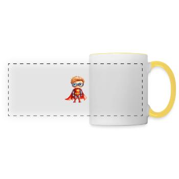 Super-héros Aquarelles Héros d’enfance - Mug panoramique contrasté et blanc - blanc/jaune - Devant