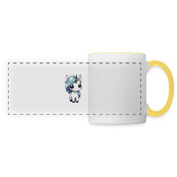 Unicorn Cute Drawing - Panoramic Mug - white/yellow - Front