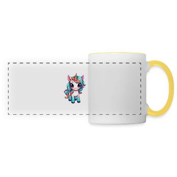 Unicorn Cute Drawing - Panoramic Mug - white/yellow - Front