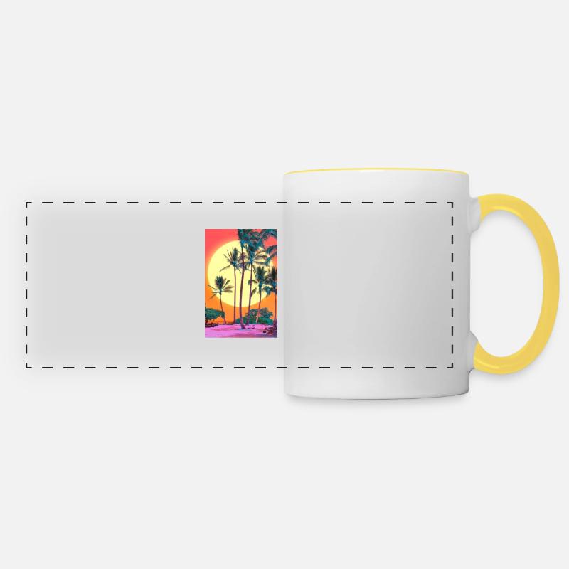 Mon design - Mug panoramique contrasté et blanc - blanc/jaune