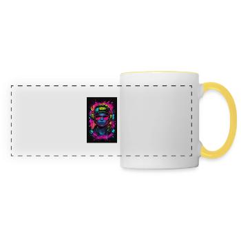 Couleurs néon sur fond noir. - Mug panoramique contrasté et blanc - blanc/jaune - Devant
