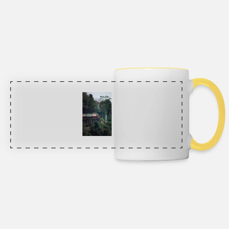 Train kantchanaburi - Panoramic Mug - white/yellow