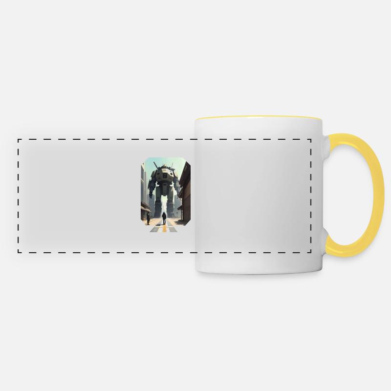 Manga Big Robot - Panoramic Mug - white/yellow