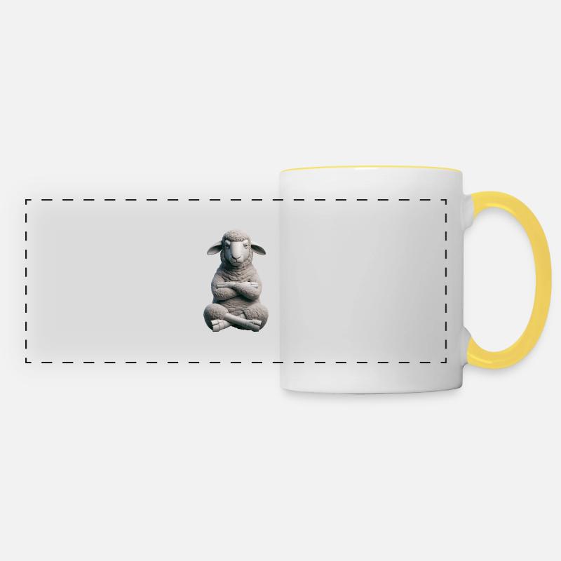 Sheep grim 3 - Panoramic Mug - white/yellow
