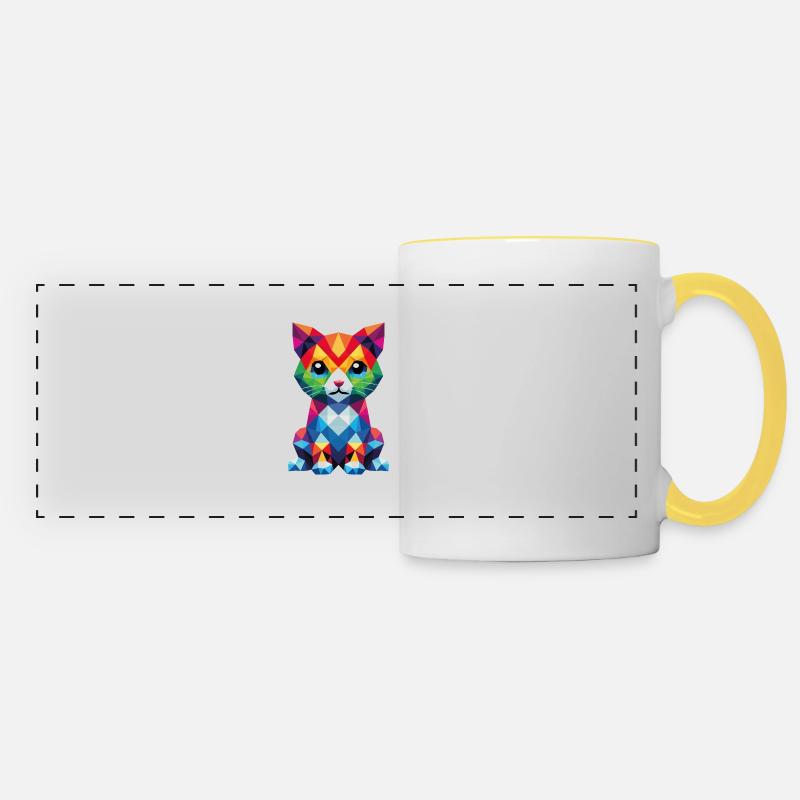 Design "Whisker Pixels" - Panoramatasse - Weiß/Gelb