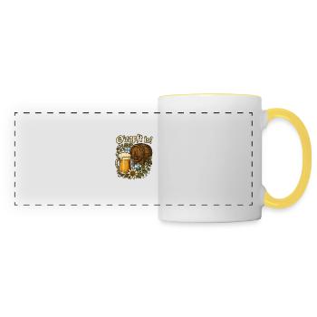 O’zapft l’est ! - qu’il s’agisse d’un festival de la bière ou d’une foire paroissiale, il convient - Mug panoramique contrasté et blanc - blanc/jaune - Devant