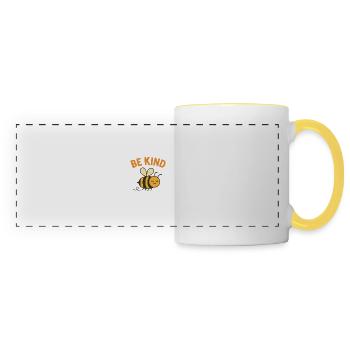 Be Kind – Süßes Bienen Design - Panoramatasse - Weiß/Gelb - Vorne