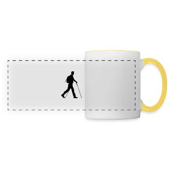 Nordic Walking Sport Silhouette - Panoramic Mug - white/yellow - Front