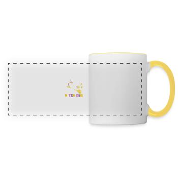 Licorne de sorcières volant sur un balai - Mug panoramique contrasté et blanc - blanc/jaune - Devant