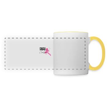 Faith hope love breast cancer women ribbon - Panoramic Mug - white/yellow - Front