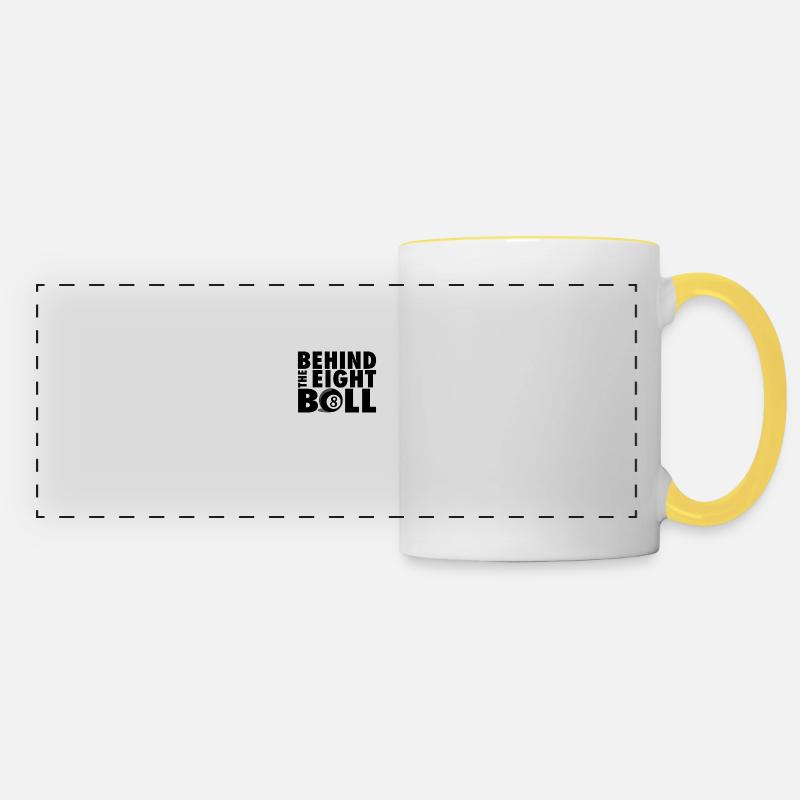 Billiard black eight - Panoramic Mug - white/yellow