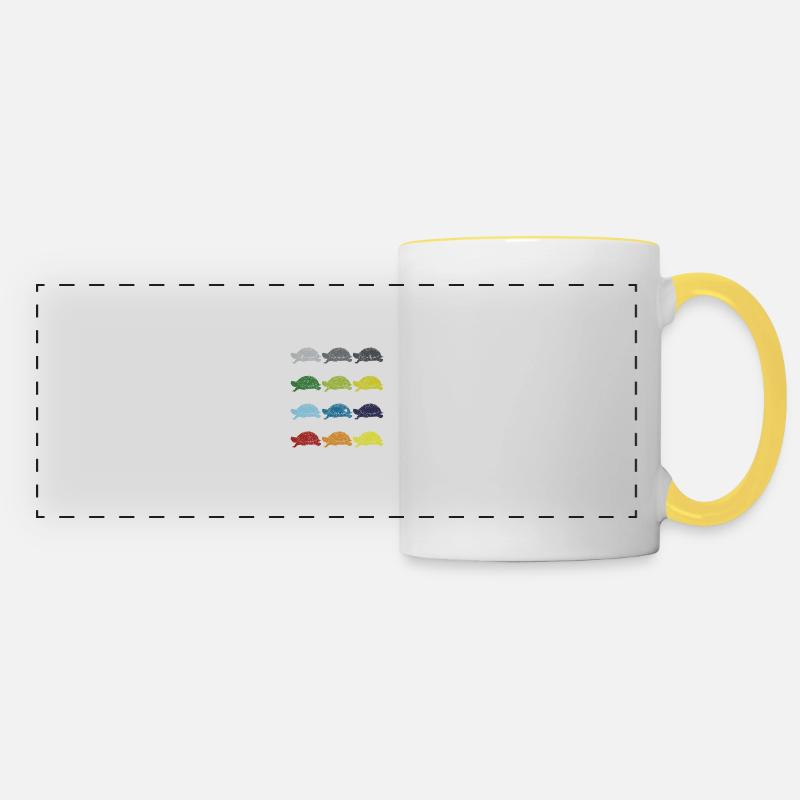 Neon Pop Art Retro Turtle Animal Gift - Panoramic Mug - white/yellow