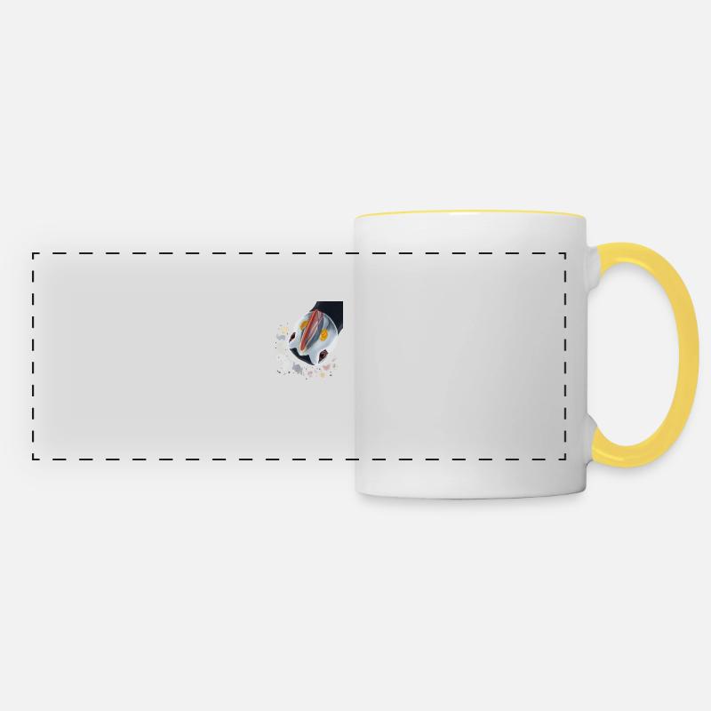 Funny Curious Puffin Bird - Panoramic Mug - white/yellow