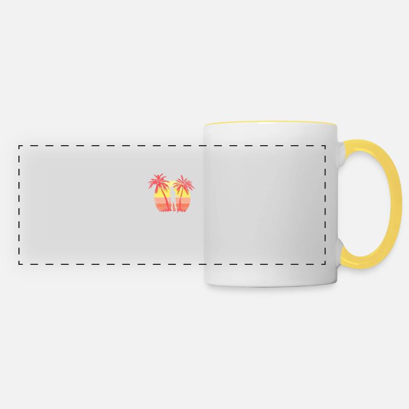 Zombie Girl Walking Summer Sunset 80s Palm - Panoramic Mug - white/yellow