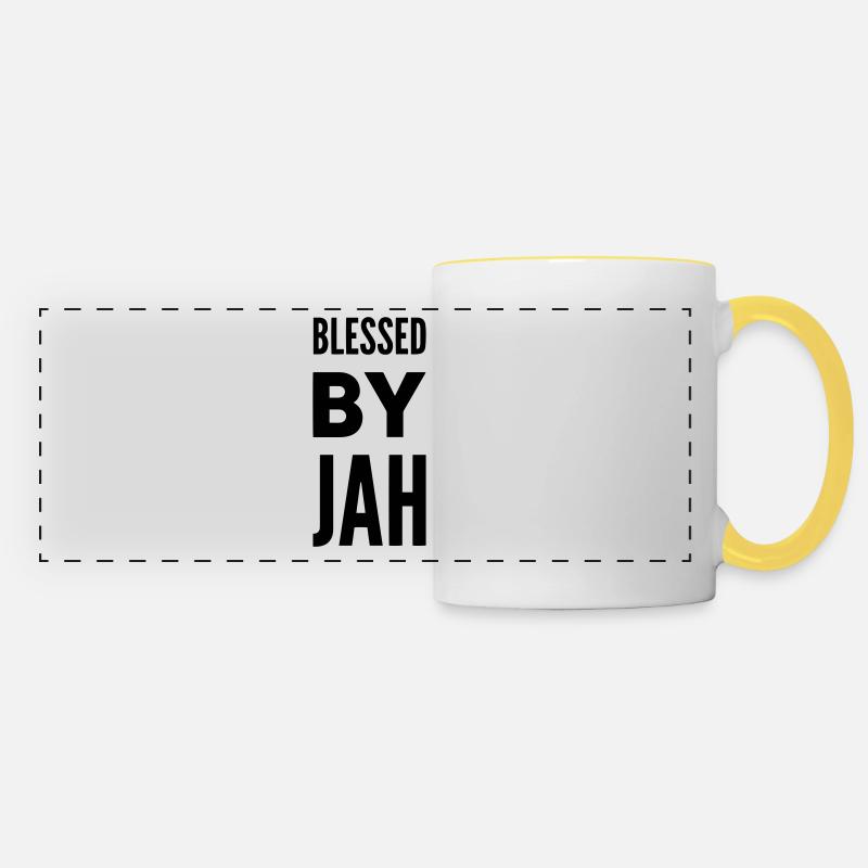Blessed by Jah 3 - Panoramic Mug - white/yellow