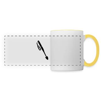 bêche pour l'excavation de la truffe_v1 - Mug panoramique contrasté et blanc - blanc/jaune - Devant