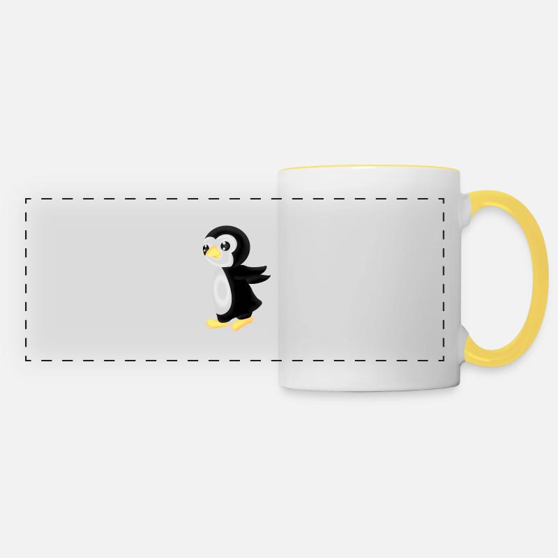 pingu de course - Mug panoramique contrasté et blanc - blanc/jaune