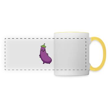 Aubergine - Panoramatasse - Weiß/Gelb - Vorne