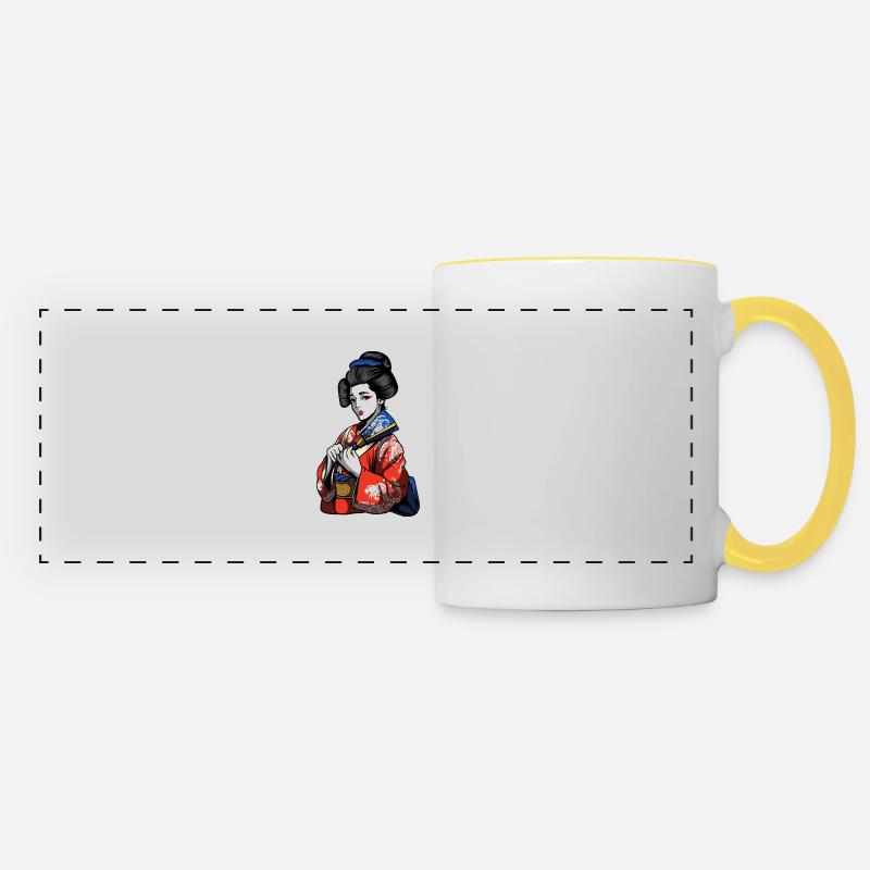 Japan Geisha - Panoramic Mug - white/yellow