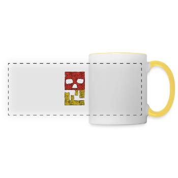 Piratage pirates hacker malware logo emblème - Mug panoramique contrasté et blanc - blanc/jaune - Devant