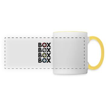 Box Box Box Box Grand Prix Tyres Compound Design - Panoramic Mug - white/yellow - Front