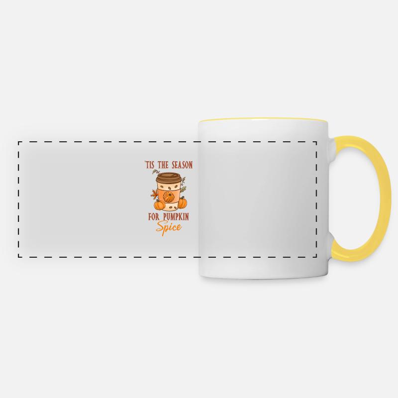 C’est la saison des épices à la citrouille - Mug panoramique contrasté et blanc - blanc/jaune