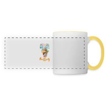 JUSTE UNE FILLE QUI AIME TRICOTER - Mug panoramique contrasté et blanc - blanc/jaune - Devant