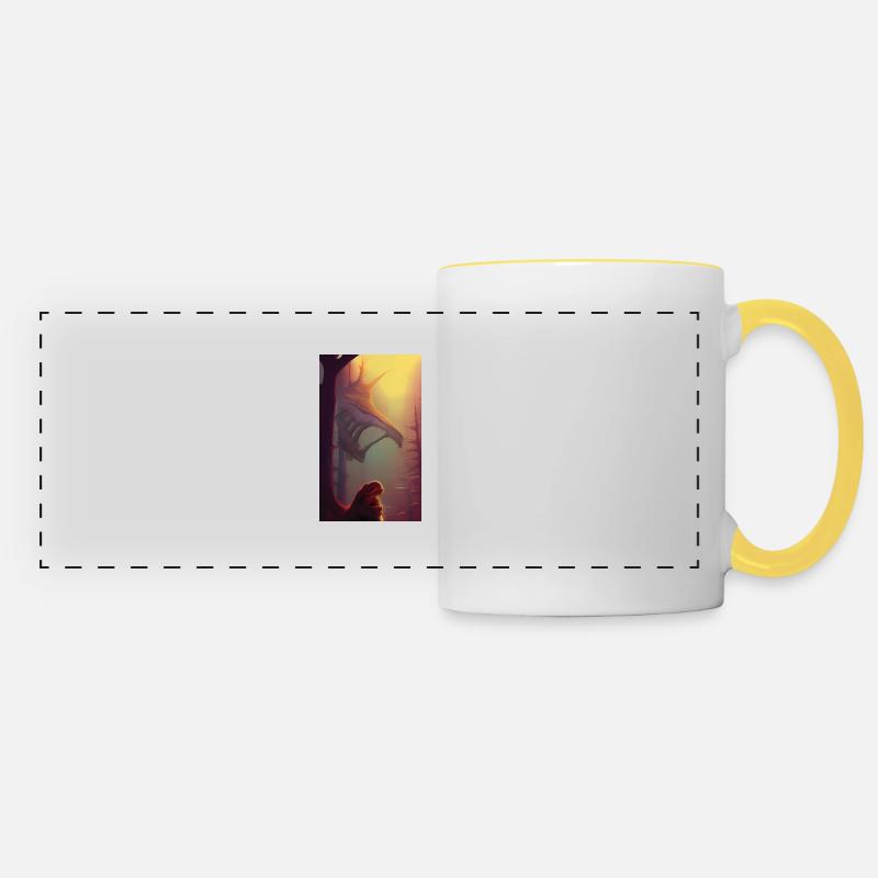 Creepy Horror Comic Alien sur une planète étrange terre - Mug panoramique contrasté et blanc - blanc/jaune