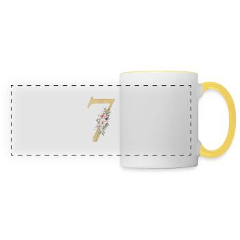 Number 7, floral, customisable - Panoramic Mug - white/yellow - Front