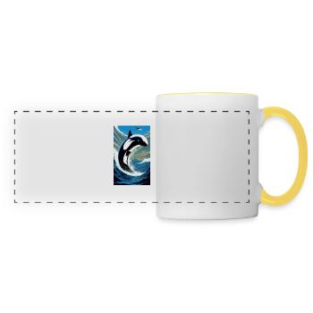 Orque | Baleine | Épaulard | Créature marine | Océan - Mug panoramique contrasté et blanc - blanc/jaune - Devant