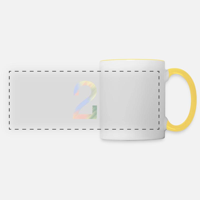 2 in pastel colours - Panoramic Mug - white/yellow