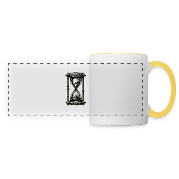 Hourglass / Timepiece / Antique /Grains of Sand / Drain - Panoramic Mug - white/yellow - Front