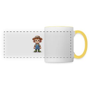 Mignon Singe Fermier - Mug panoramique contrasté et blanc - blanc/jaune - Devant