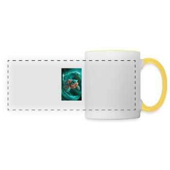 Petite tortue - Mug panoramique contrasté et blanc - blanc/jaune - Devant