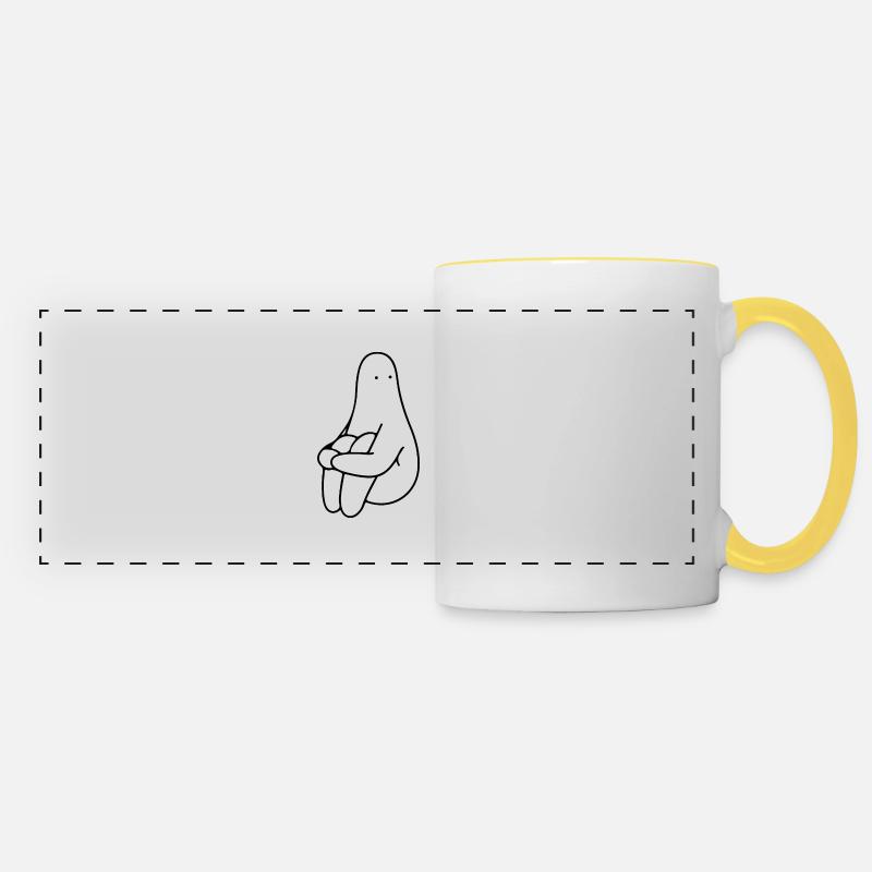 Funny illustration uncertain! - Panoramic Mug - white/yellow