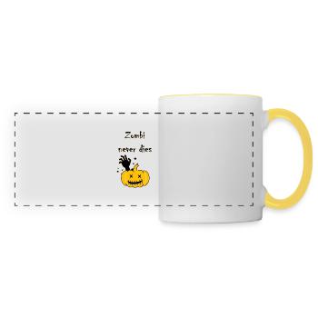 Zombi never dies - Panoramic Mug - white/yellow - Front