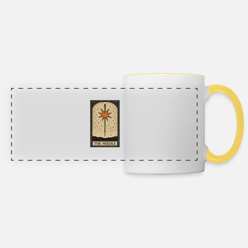 The Needle Tarot – Sacred Stitching Power - Panoramic Mug - white/yellow