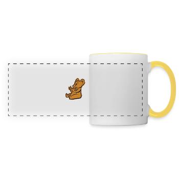 Koalified Gamer - Lustiger Cartoon Koala - Panoramatasse - Weiß/Gelb - Vorne