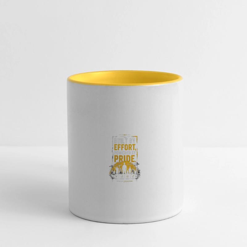 Built by Effort, Powered by Pride labord day Mug panoramique contrasté et blanc