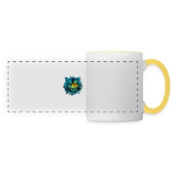 Kazakhstan - Mug panoramique contrasté et blanc - blanc/jaune - Devant