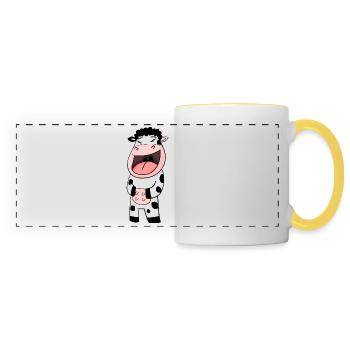Cow laughs - Panoramic Mug - white/yellow - Front