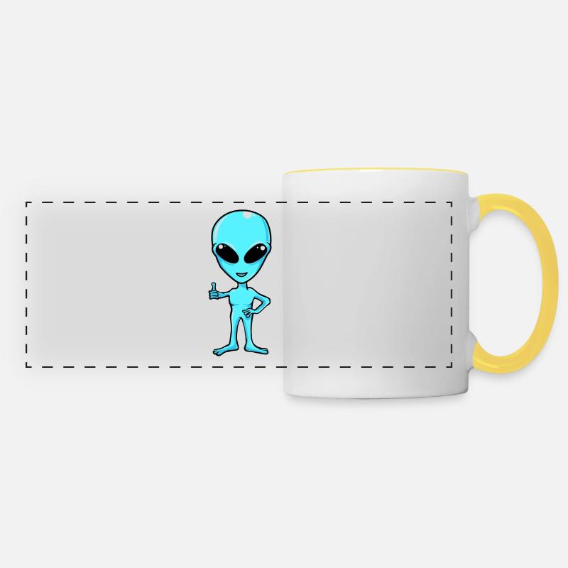 Extraterrestre - Mug panoramique contrasté et blanc - blanc/jaune