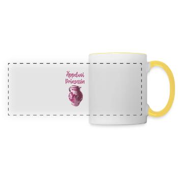 äppelwoi prinzessin,apfelwein,krug,pfälzer, - Panoramatasse - Weiß/Gelb - Vorne