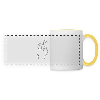 Hand sign - Panoramic Mug - white/yellow - Front