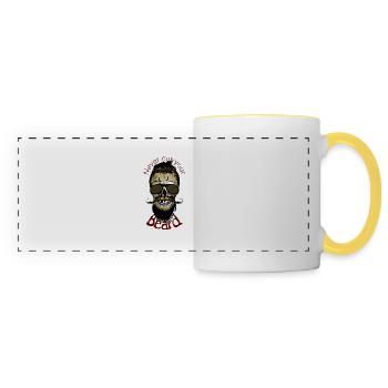 death tete quote never cut hipster skull barb - Panoramic Mug - white/yellow - Front