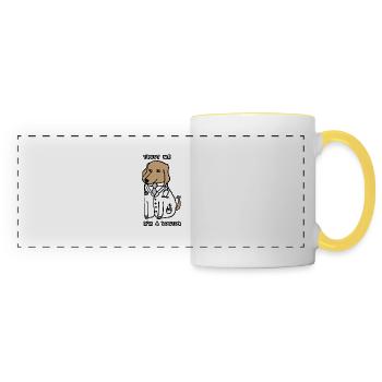 DOGTOR brown / white - Trust me I'm a Dogtor - Panoramic Mug - white/yellow - Front