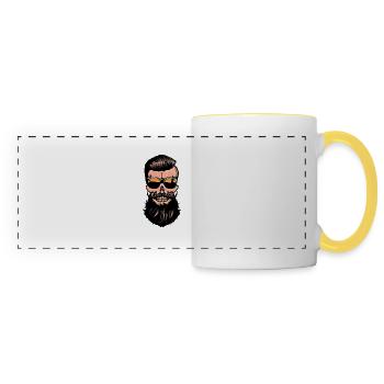 hipster mexicaine tete de mort crane barbe - Mug panoramique contrasté et blanc - blanc/jaune - Devant