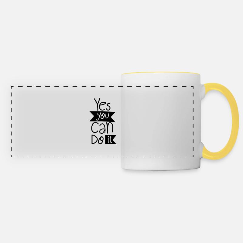 Yes, you can do it. - Panoramic Mug - white/yellow